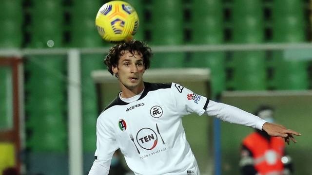 Luca Vignali al debutto in Serie A con lo Spezia contro l'Atalanta.