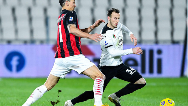 SPEZIA-MILAN 13-02-2021 Zlatan Ibrahimovic-Ardian Ismajli. TASSONE/SILPRESS